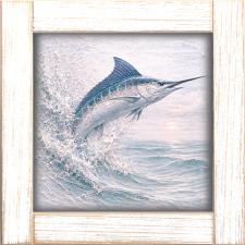 12x12 Framed Blue Marlin Jumping From Water