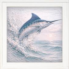 12x12 Framed Blue Marlin Jumping From Water