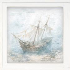 12x12 Framed Ghost Ship On Ocean Floor