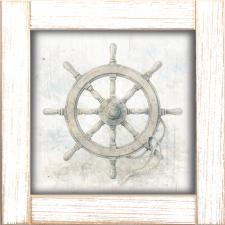 12x12 Framed Antique Ship Steering Wheel