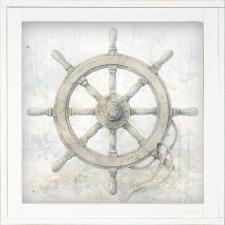 12x12 Framed Antique Ship Steering Wheel