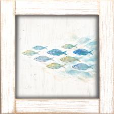 12x12 Framed School Of Fish Swimming Left