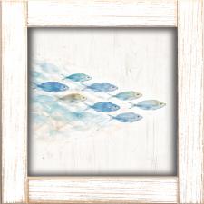 12x12 Framed School Of Fish Swimming Right