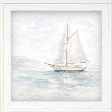 12x12 Framed Sailboat Floating on Water