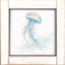 12x12 Framed Jelly Fish Floating Through Water