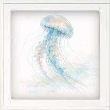 12x12 Framed Jelly Fish Floating Through Water