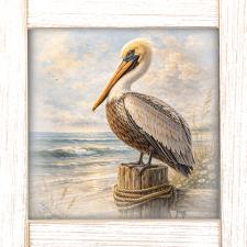 12x12 Framed Pelican With Ocean View 2