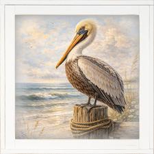 12x12 Framed Pelican With Ocean View 2