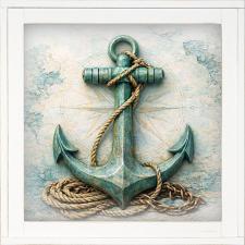 12x12 Framed Anchor With Compass Background