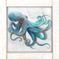12x12 Framed Blue Ocotopus 1
