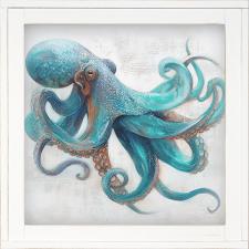 12x12 Framed Blue Ocotopus 1