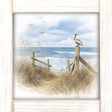 12x12 Framed Pelican Beach Scene