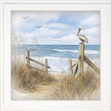 12x12 Framed Pelican Beach Scene
