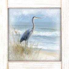 12x12 Framed Blue Herron On Beach 1