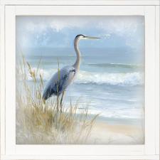 12x12 Framed Blue Herron On Beach 1