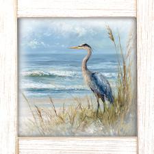 12x12 Framed Blue Herron On Beach 2