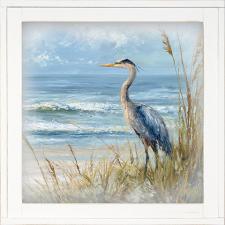 12x12 Framed Blue Herron On Beach 2