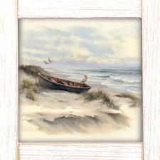 12x12 Framed Boats & Birds Beach Sceen 2