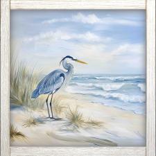 24x24 Framed Blue Heron Watercolor