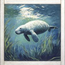 24x24 Framed Manatee Grass