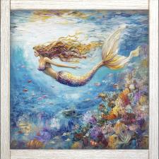 24x24 Framed Mermaid Reef