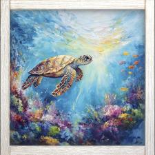 24x24 Framed Sea Turtle