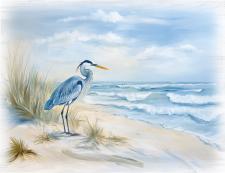 Blue Heron Watercolor Fun Block