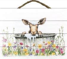 Baby Moose Bathing Slat Sign