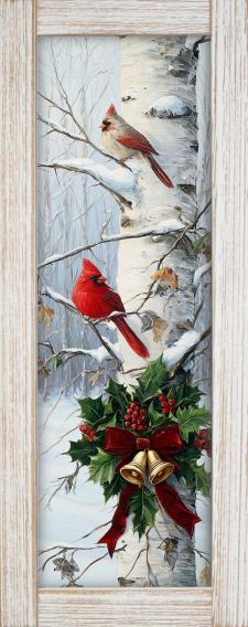 10x24 Vertical Framed Cardinal 1 Art Work