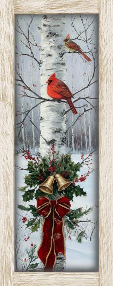 10x24 Vertical Framed Cardinal 2 Art Work