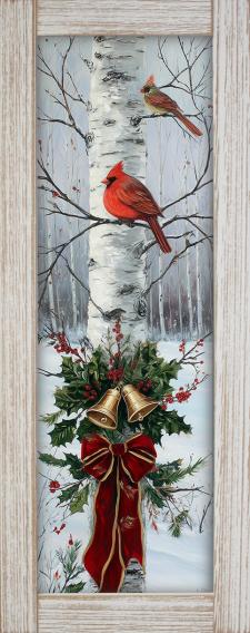 10x24 Vertical Framed Cardinal 2 Art Work