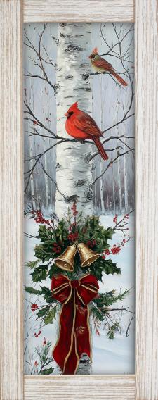 10x24 Vertical Framed Cardinal 2 Art Work