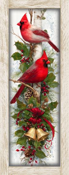 10x24 Vertical Framed Cardinal 3 Art Work