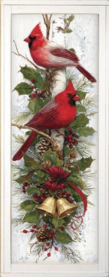 10x24 Vertical Framed Cardinal 3 Art Work