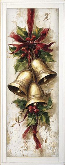 10x24 Vertical Framed Gold Bells 1 Art Work