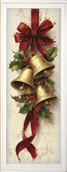 10x24 Vertical Framed Gold Bells 2 Art Work