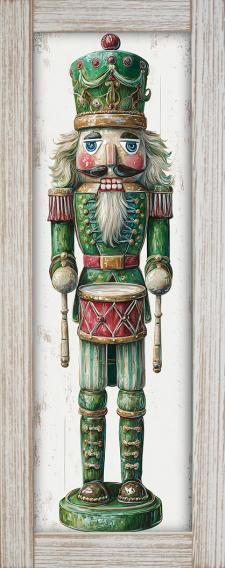 10x24 Vertical Framed Green Nutcracker Art Work