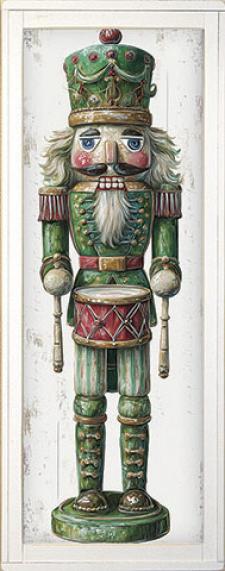 10x24 Vertical Framed Green Nutcracker Art Work