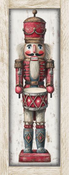 10x24 Vertical Framed Red Nutcracker Art Work
