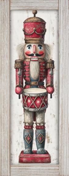 10x24 Vertical Framed Red Nutcracker Art Work
