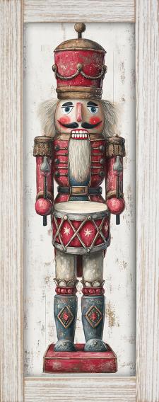 10x24 Vertical Framed Red Nutcracker Art Work
