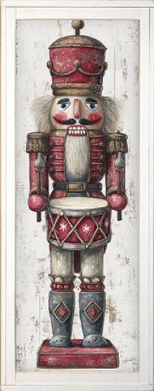 10x24 Vertical Framed Red Nutcracker Art Work