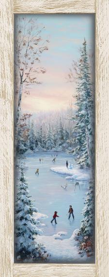 10x24 Vertical Framed Ice Skating Art Work