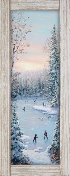 10x24 Vertical Framed Ice Skating Art Work