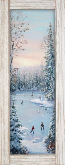 10x24 Vertical Framed Ice Skating Art Work