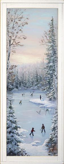 10x24 Vertical Framed Ice Skating Art Work