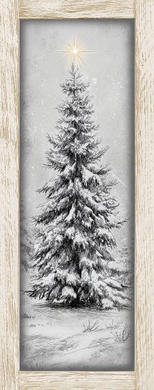 10x24 Vertical Framed Sketch Tree Art Work