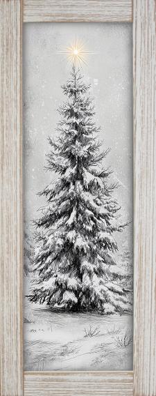 10x24 Vertical Framed Sketch Tree Art Work