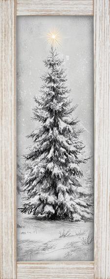 10x24 Vertical Framed Sketch Tree Art Work