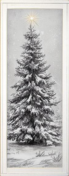 10x24 Vertical Framed Sketch Tree Art Work